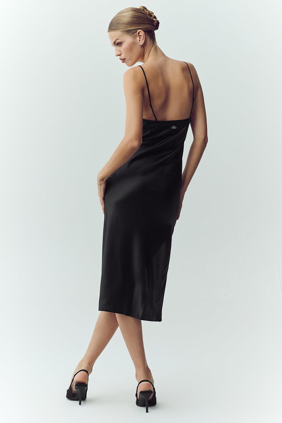 alo Silk Luminous Slip Dress - Black