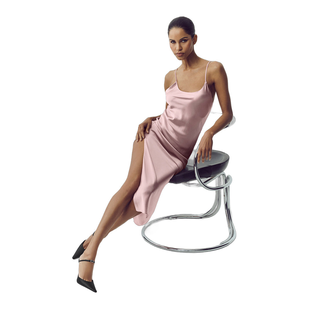 alo Silk Luminous Slip Dress - Pink Champagne