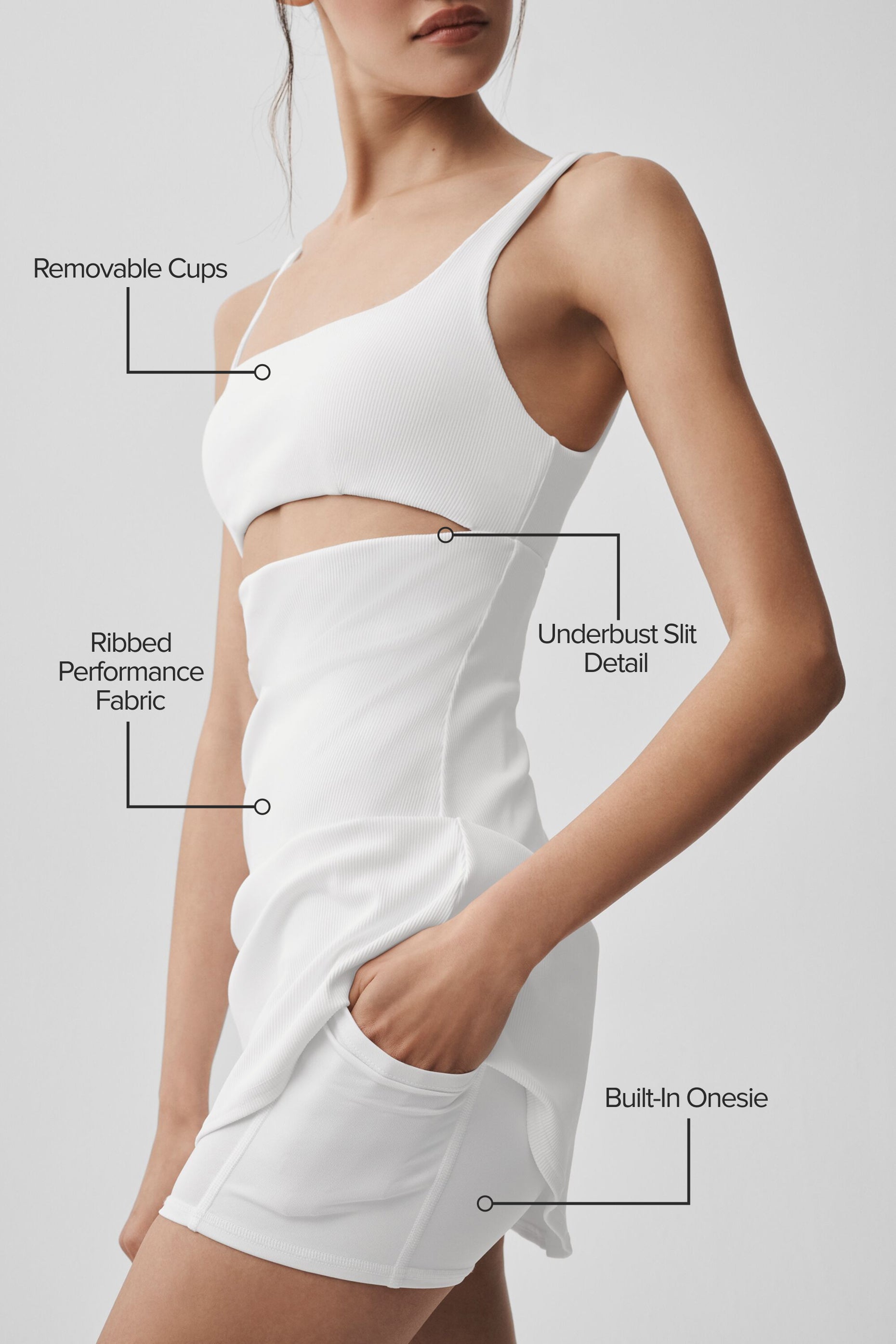 alo Slice Tennis Dress - White