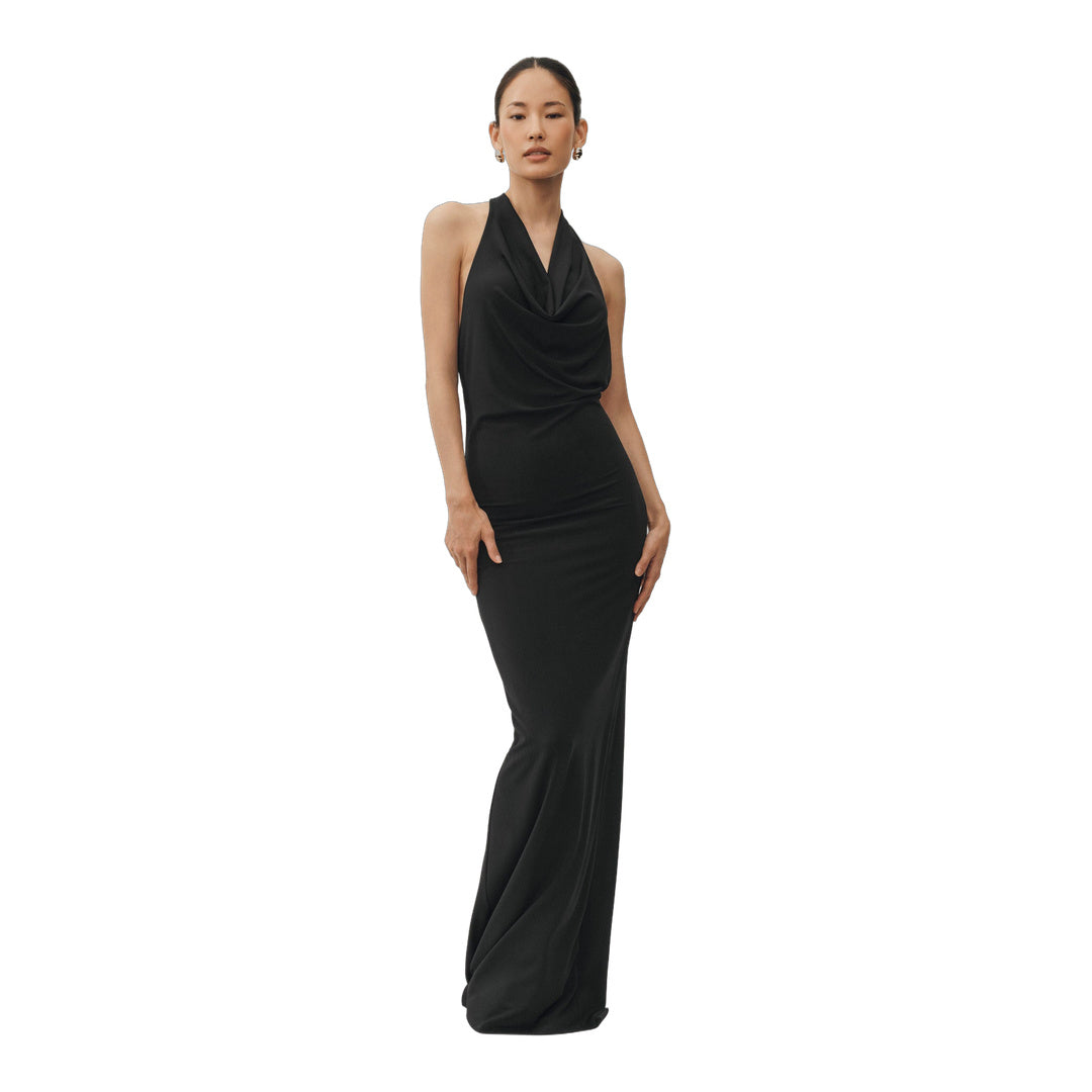 alo Summer Soiree Halter Maxi Dress - Black