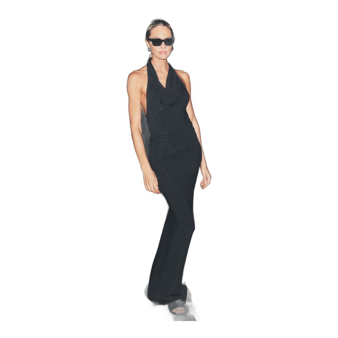 alo Summer Soiree Halter Maxi Dress - Black