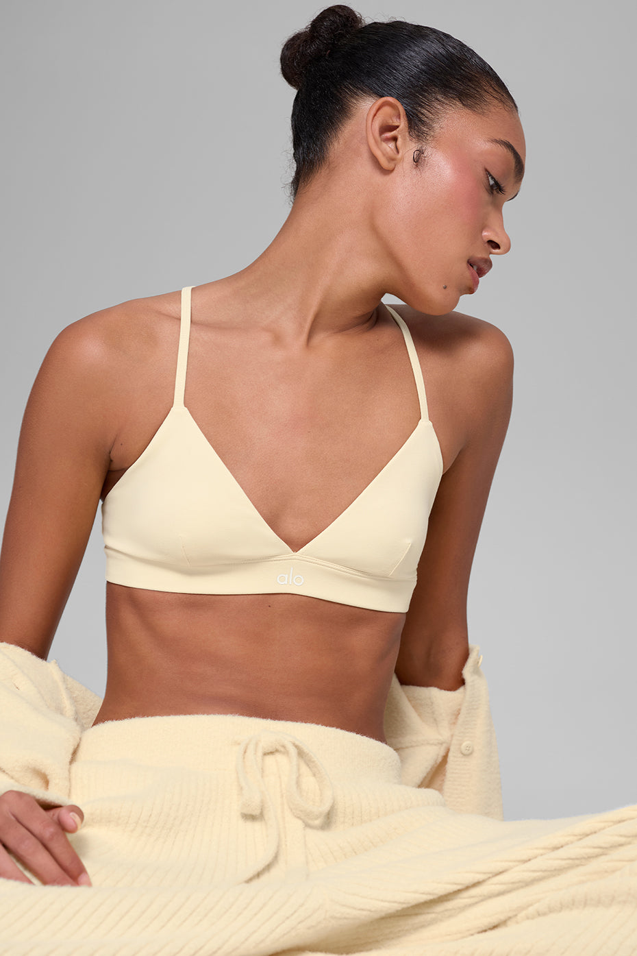 alo Splendor Bra - Candlelight Yellow/White