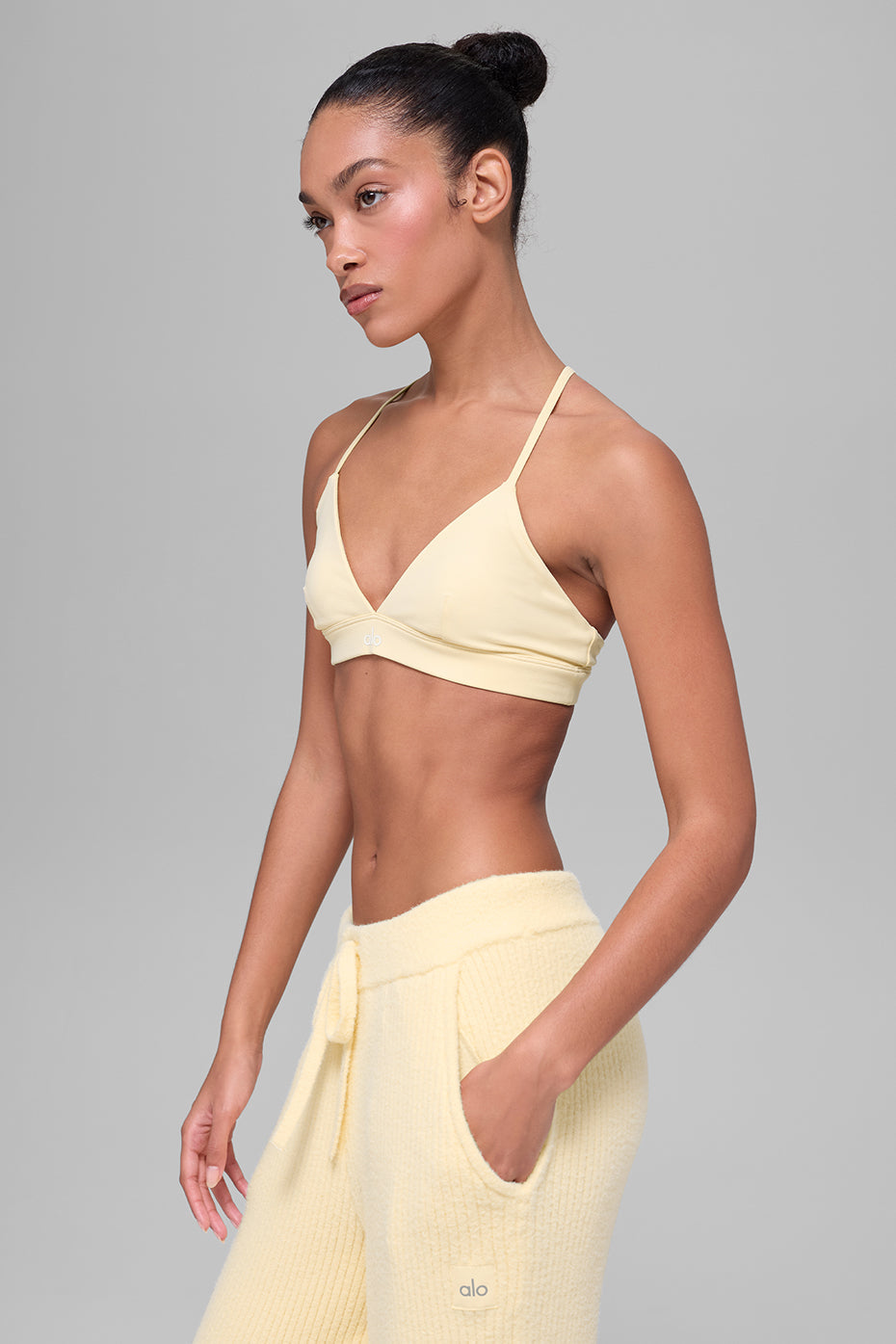 alo Splendor Bra - Candlelight Yellow/White