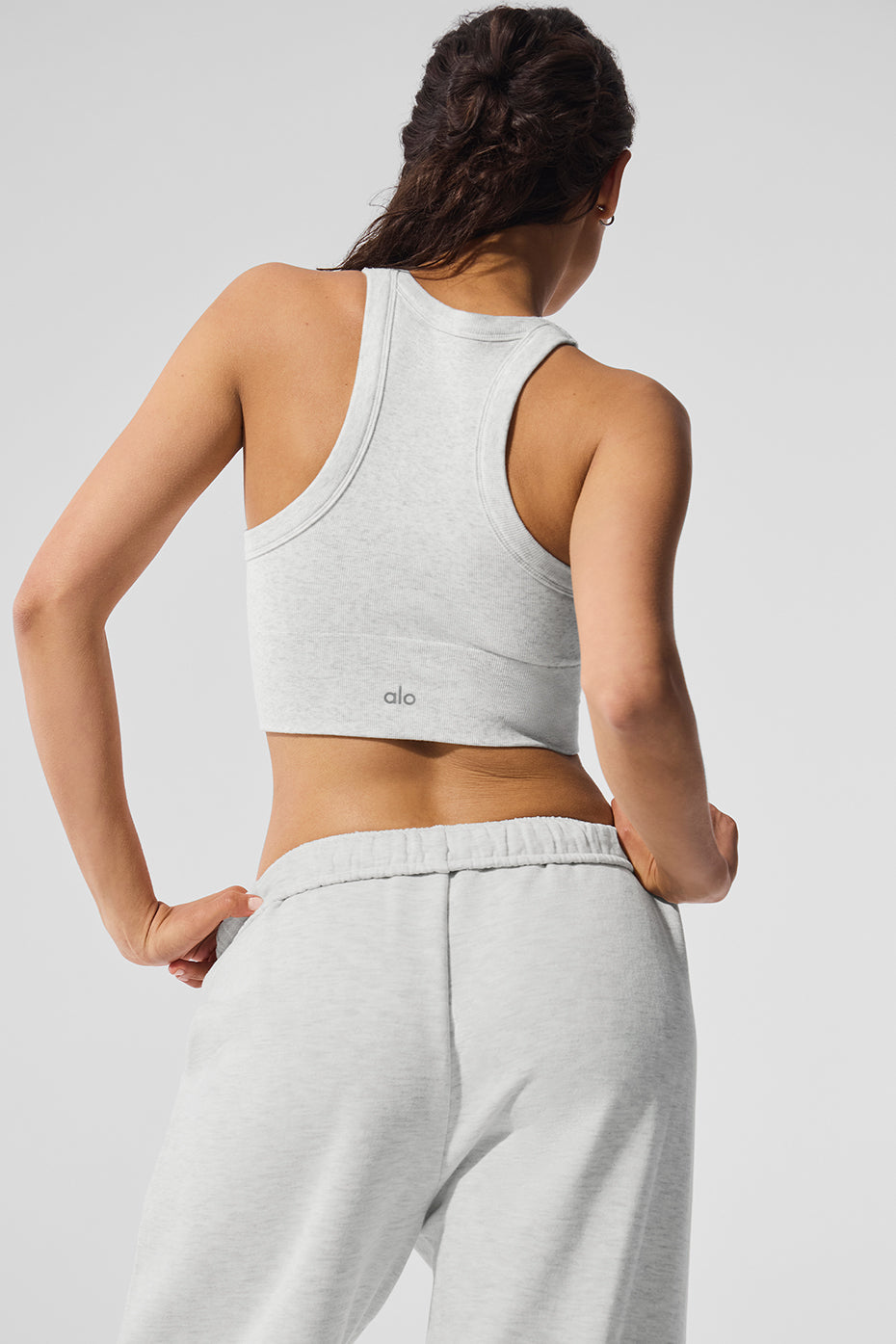 alo Seamless Delight High Neck Bra - White Heather
