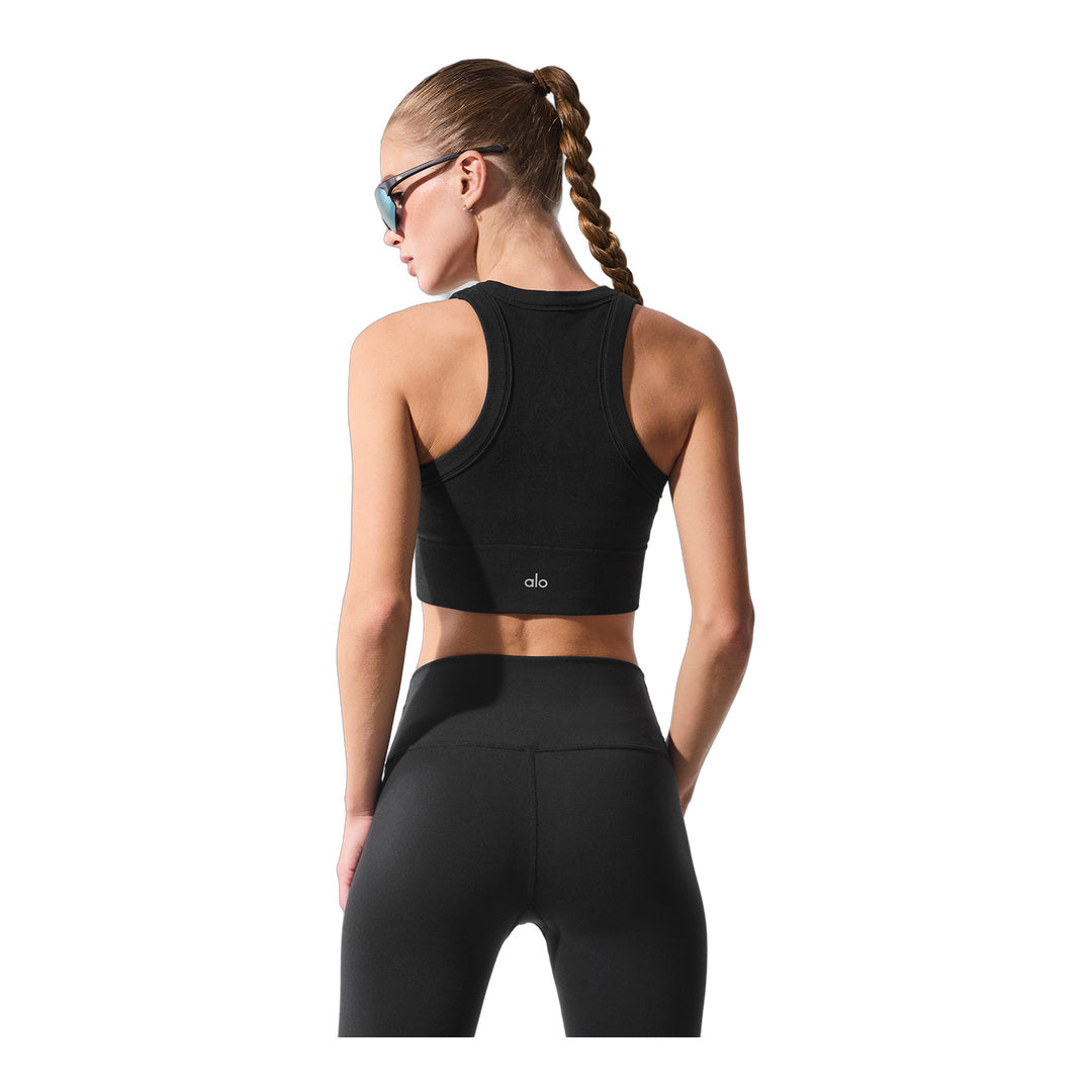 alo Seamless Delight High Neck Bra - Black