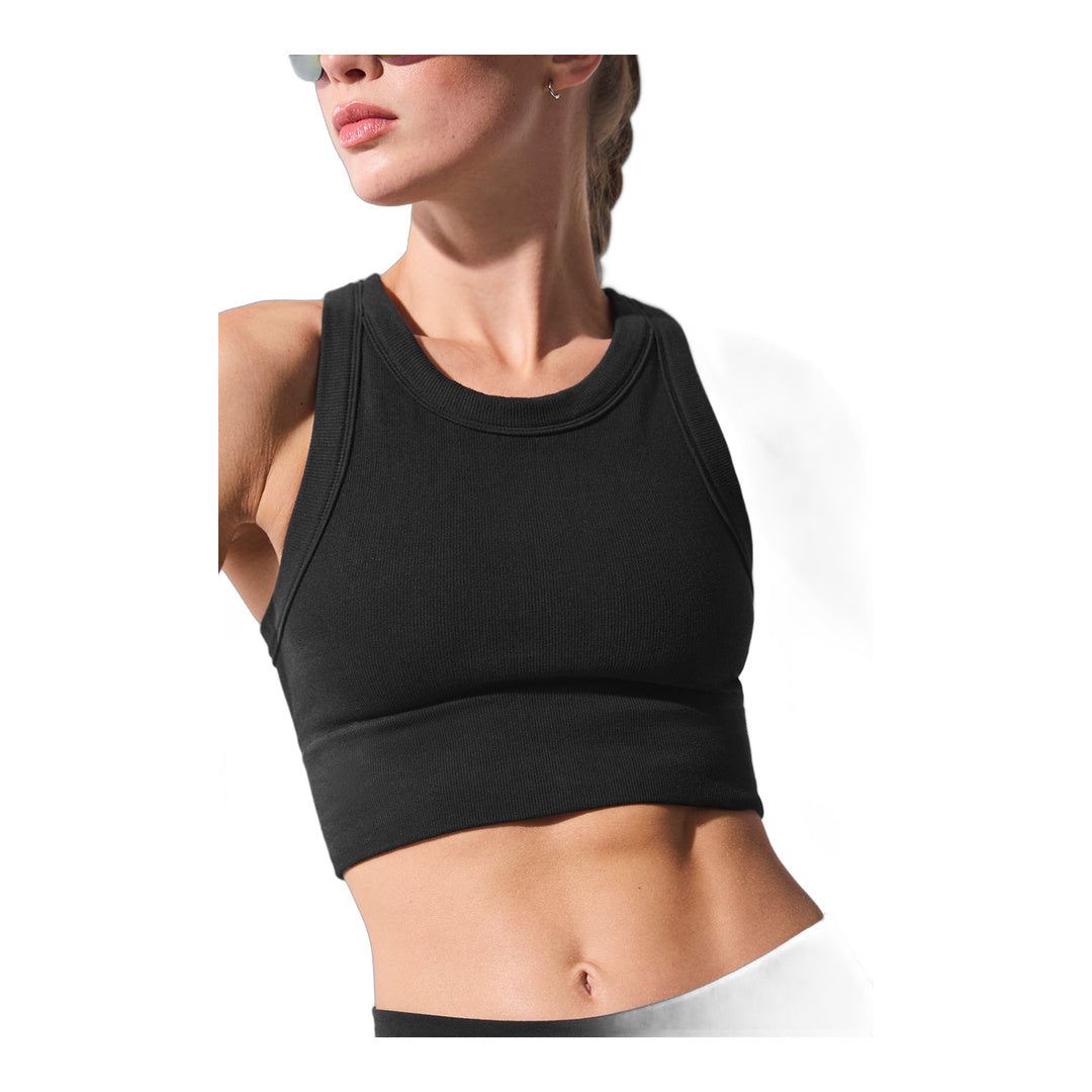 alo Seamless Delight High Neck Bra - Black