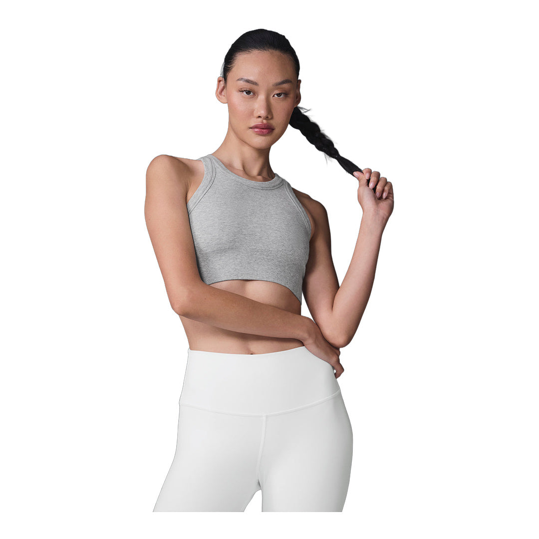 alo Seamless Delight High Neck Bra - Athletic Heather Grey