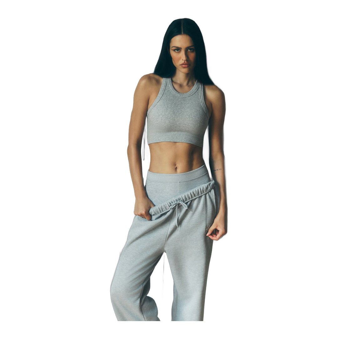 alo Seamless Delight High Neck Bra - Athletic Heather Grey