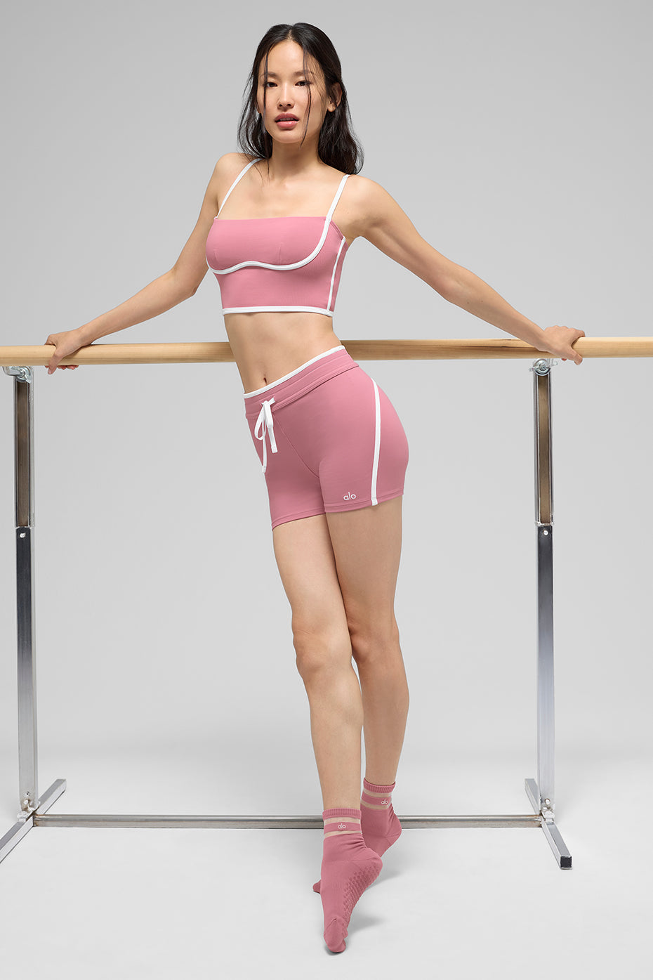alo Airbrush Streamlined Bra Tank - Pink Wild Rose/White