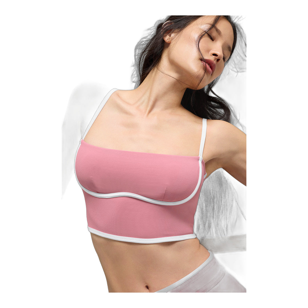 alo Airbrush Streamlined Bra Tank - Pink Wild Rose/White