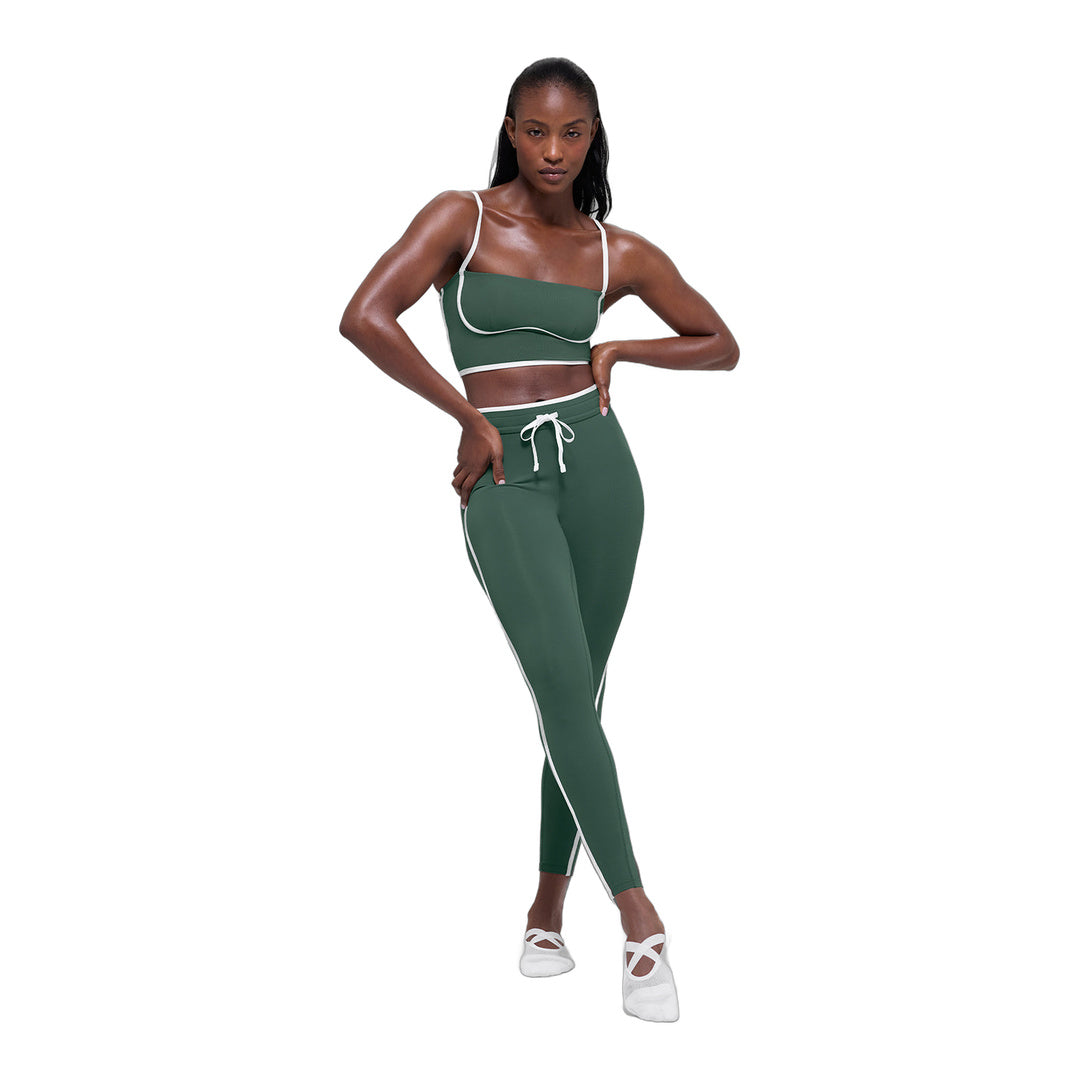 alo Airbrush Streamlined Bra Tank - Clover Green/White