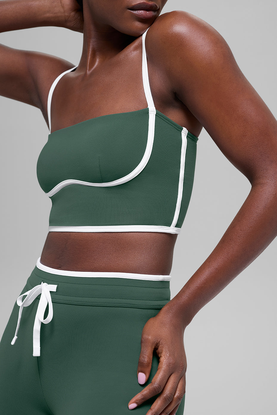 alo Airbrush Streamlined Bra Tank - Clover Green/White