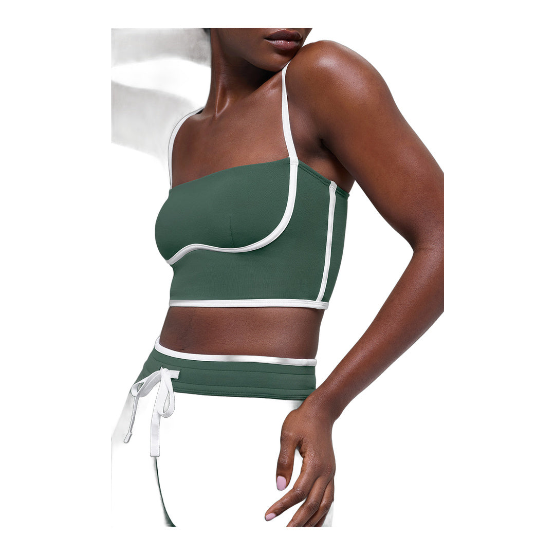 alo Airbrush Streamlined Bra Tank - Clover Green/White
