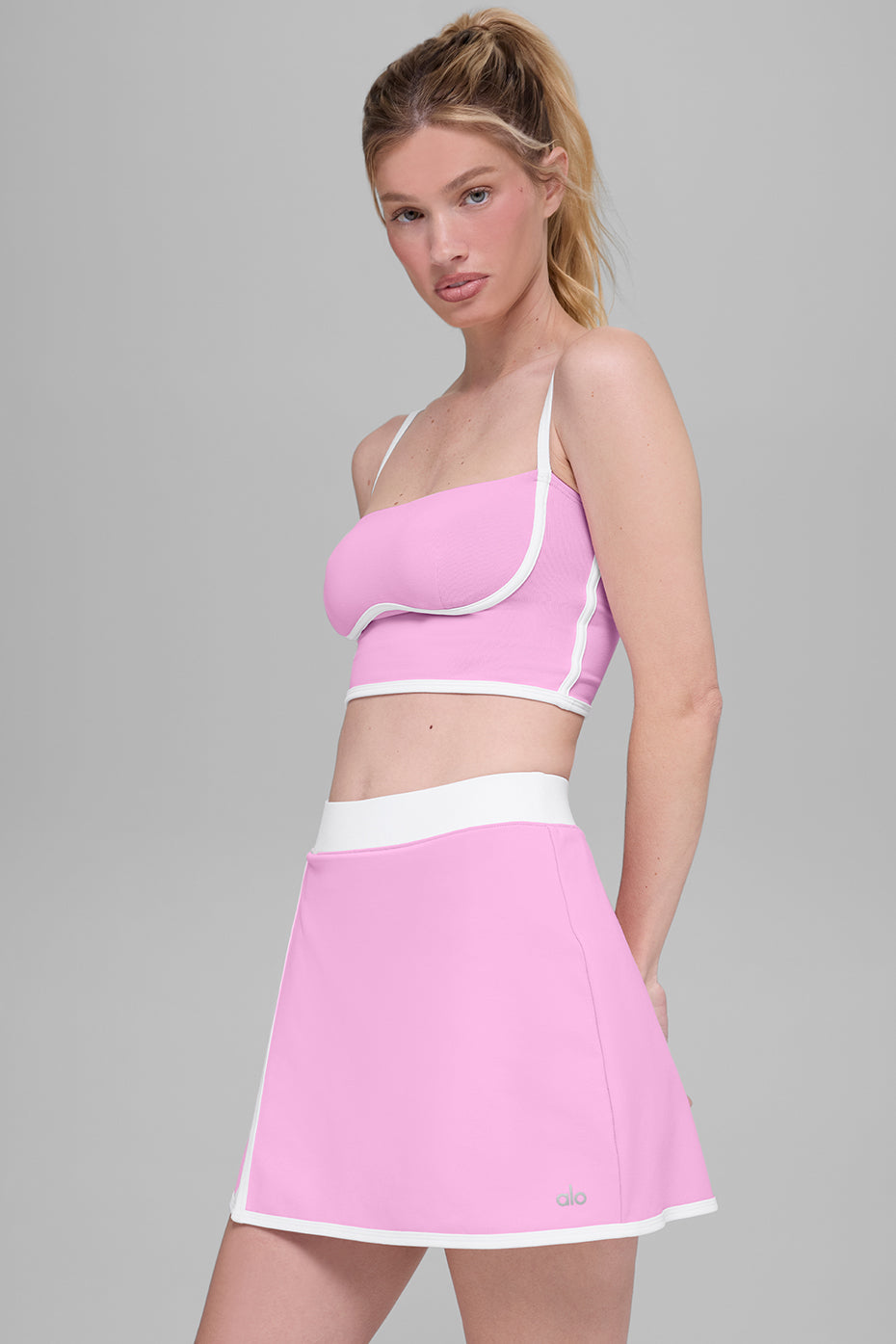 alo Airbrush Streamlined Bra Tank - Candy Heart Pink/White