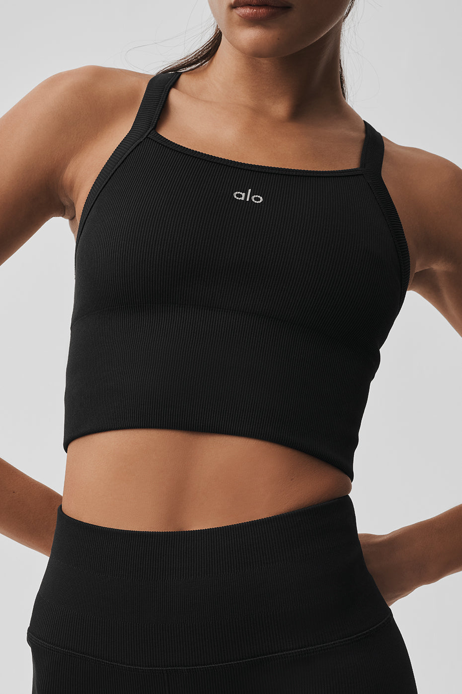 alo Seamless Ribbed Favorite Bra Tank - Black