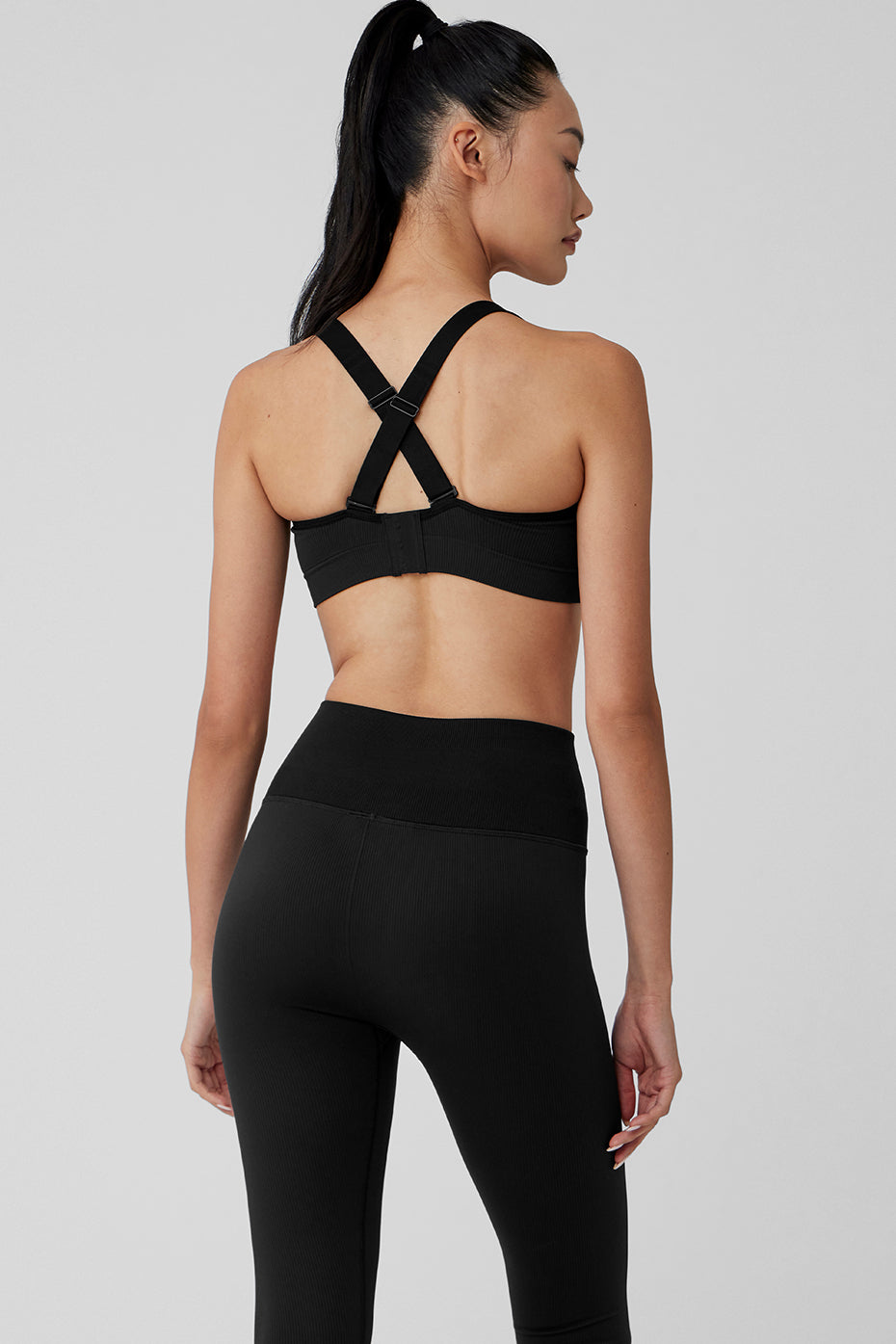 alo Seamless Ribbed Favorite Bra - Black