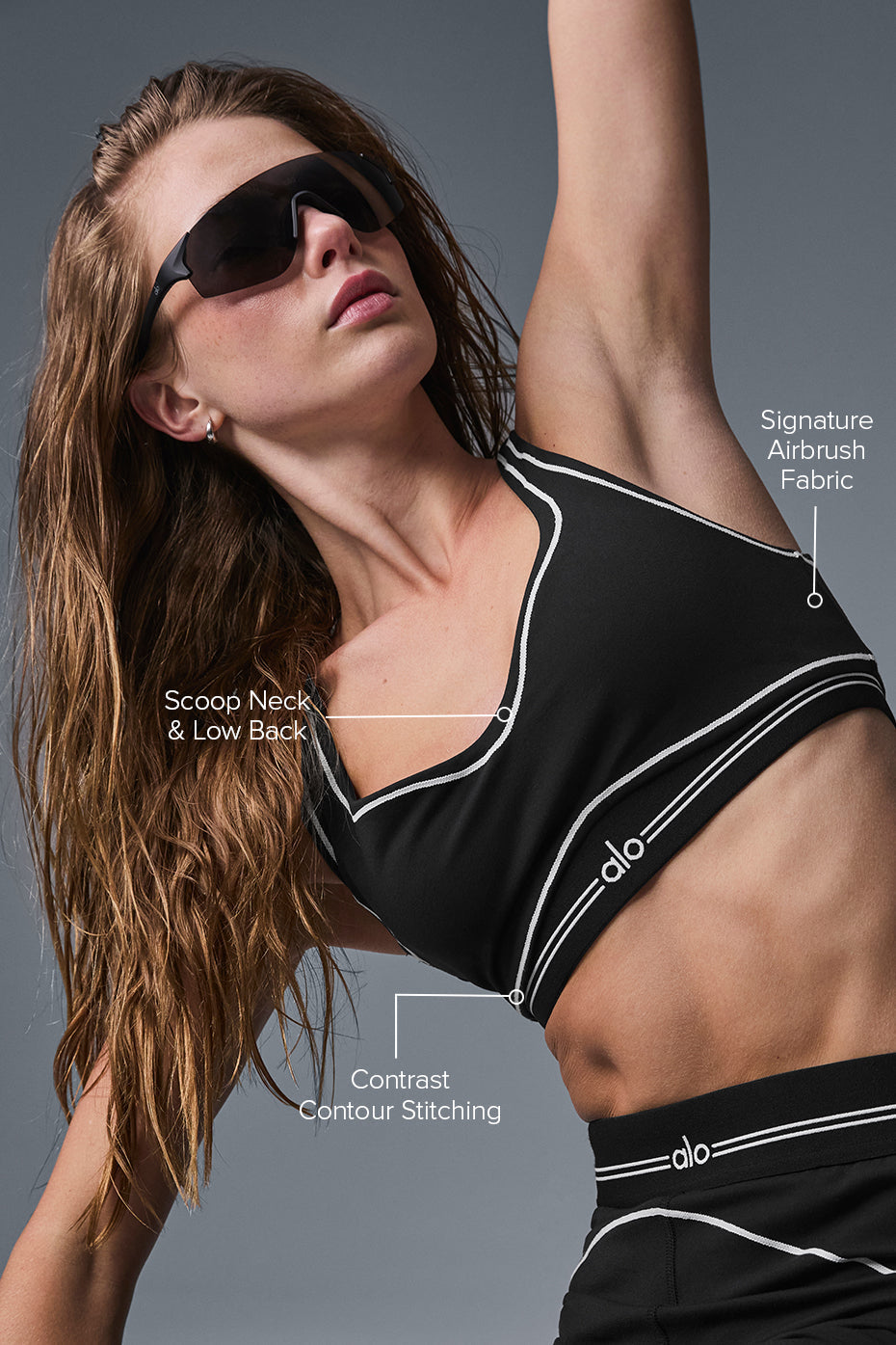 alo Airbrush Heart Throb Bra - Black/White