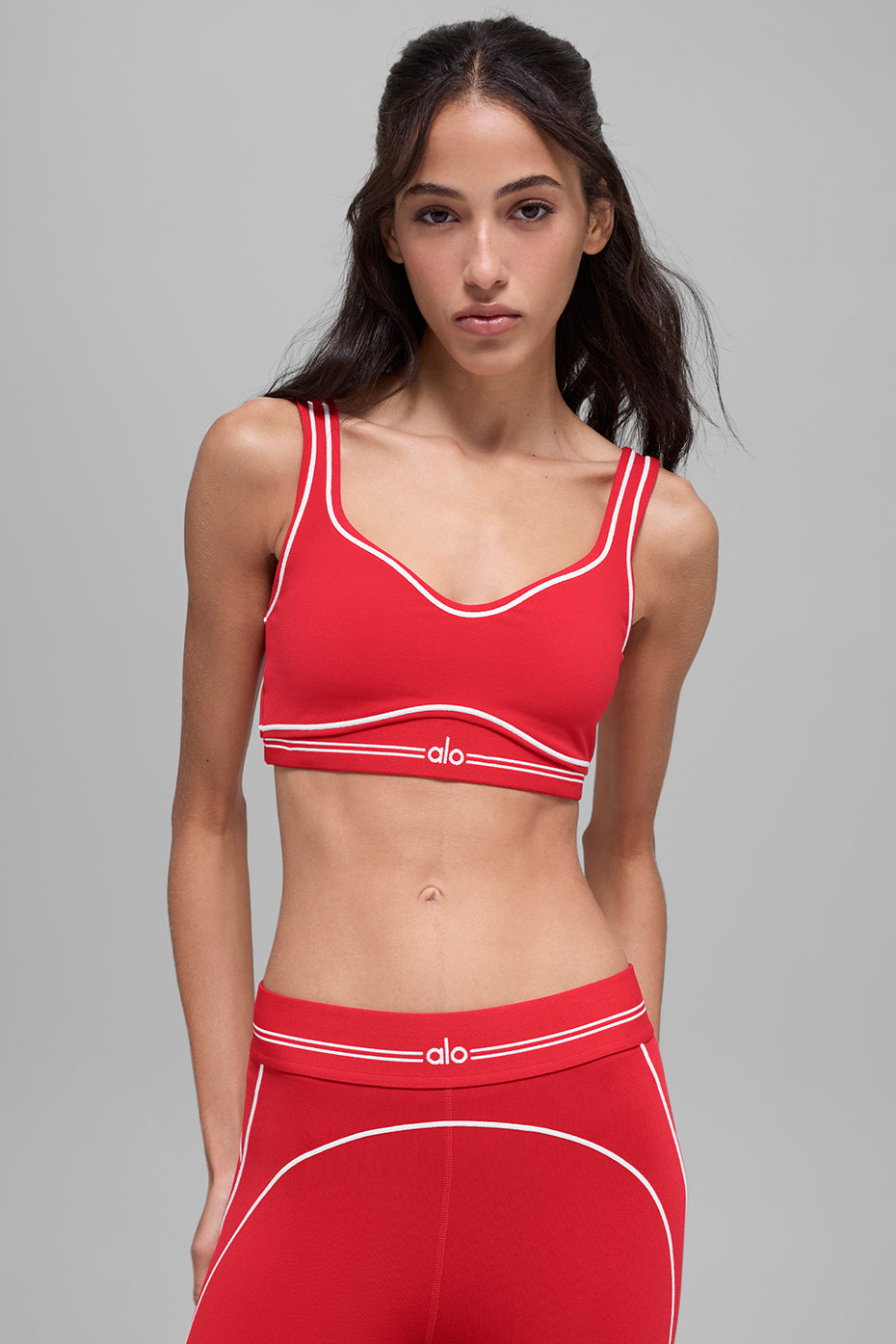 alo Airbrush Heart Throb Bra - Bright Red/White