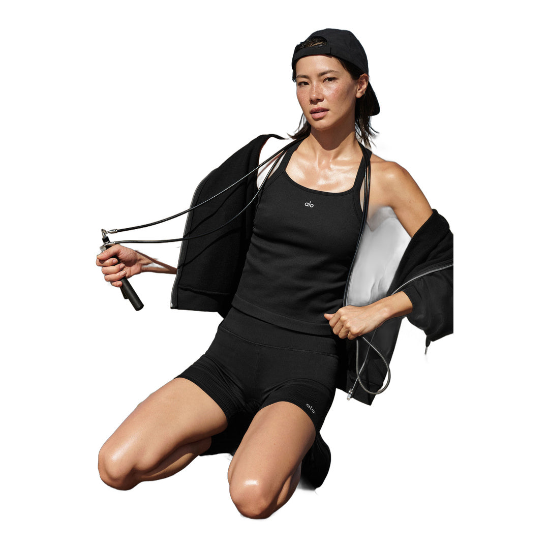 alo Seamless Ribbed Favorite Full Length Bra Tank - Black