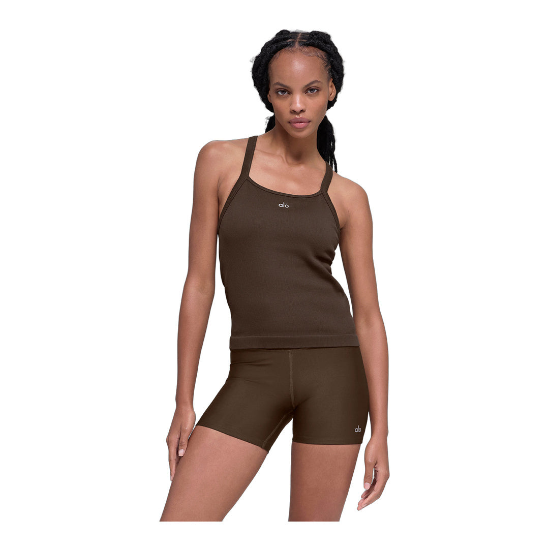 alo Seamless Ribbed Favorite Full Length Bra Tank - Espresso