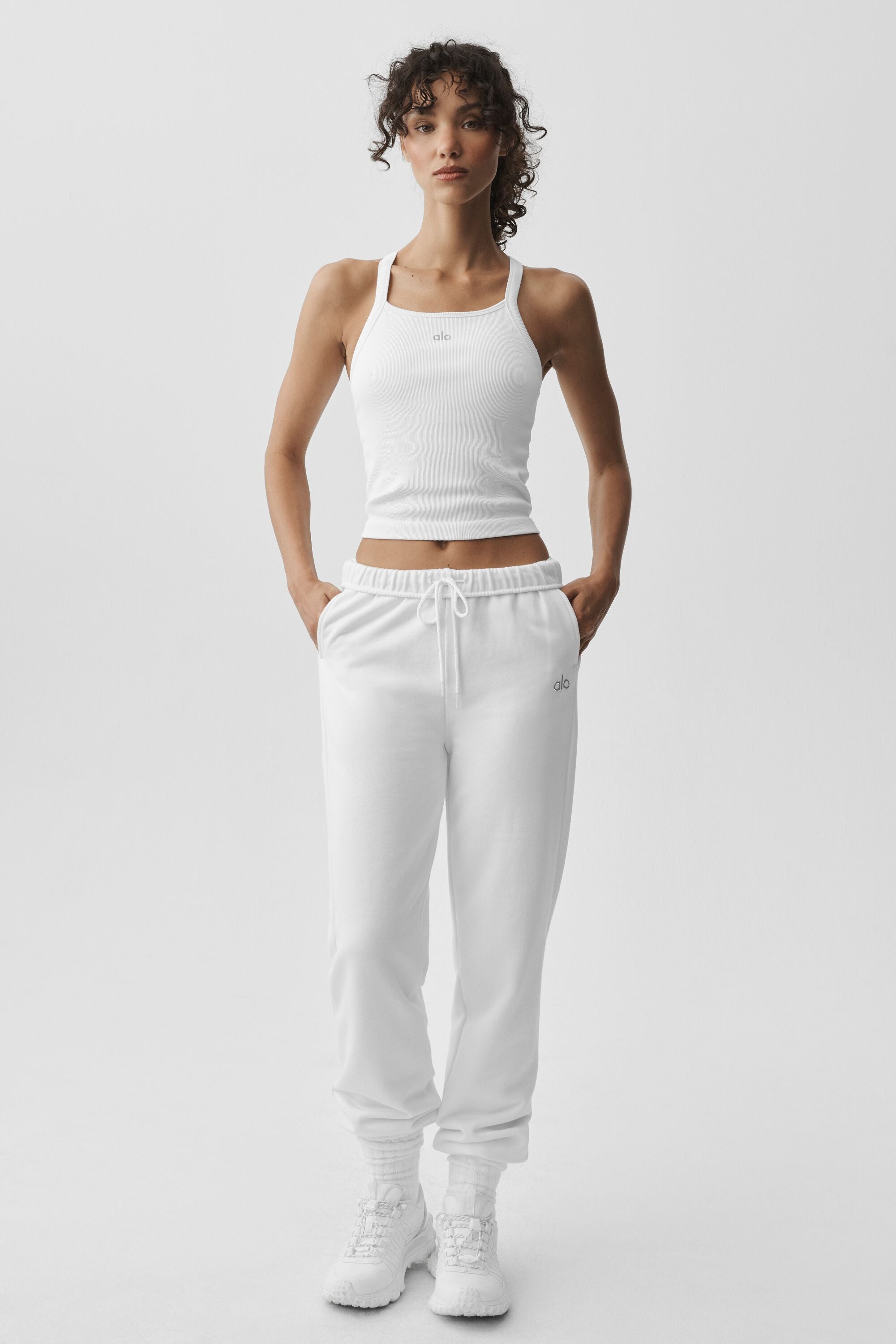 alo Seamless Ribbed Favorite Full Length Bra Tank - White