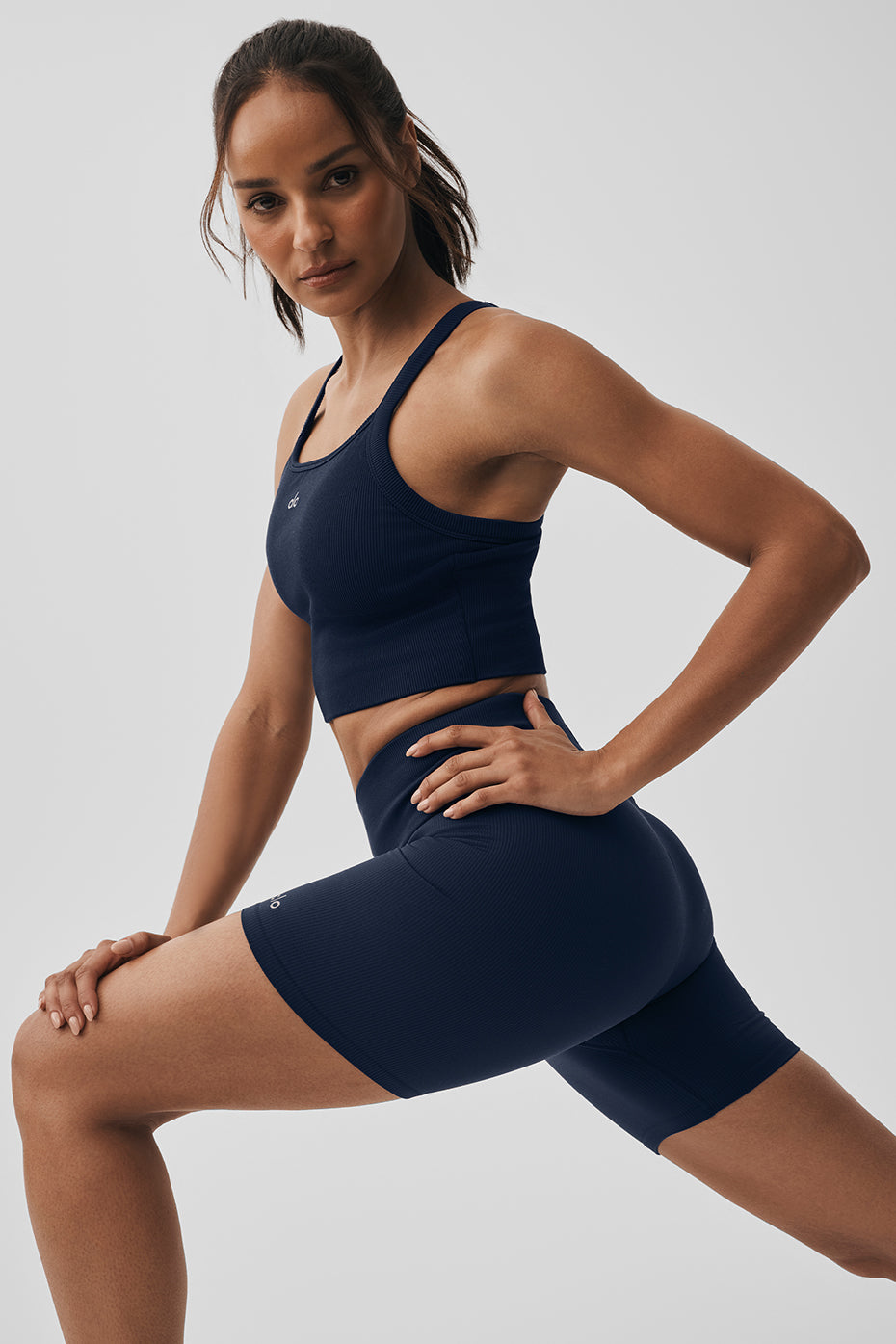 alo Seamless Ribbed Favorite Bra Tank - Navy