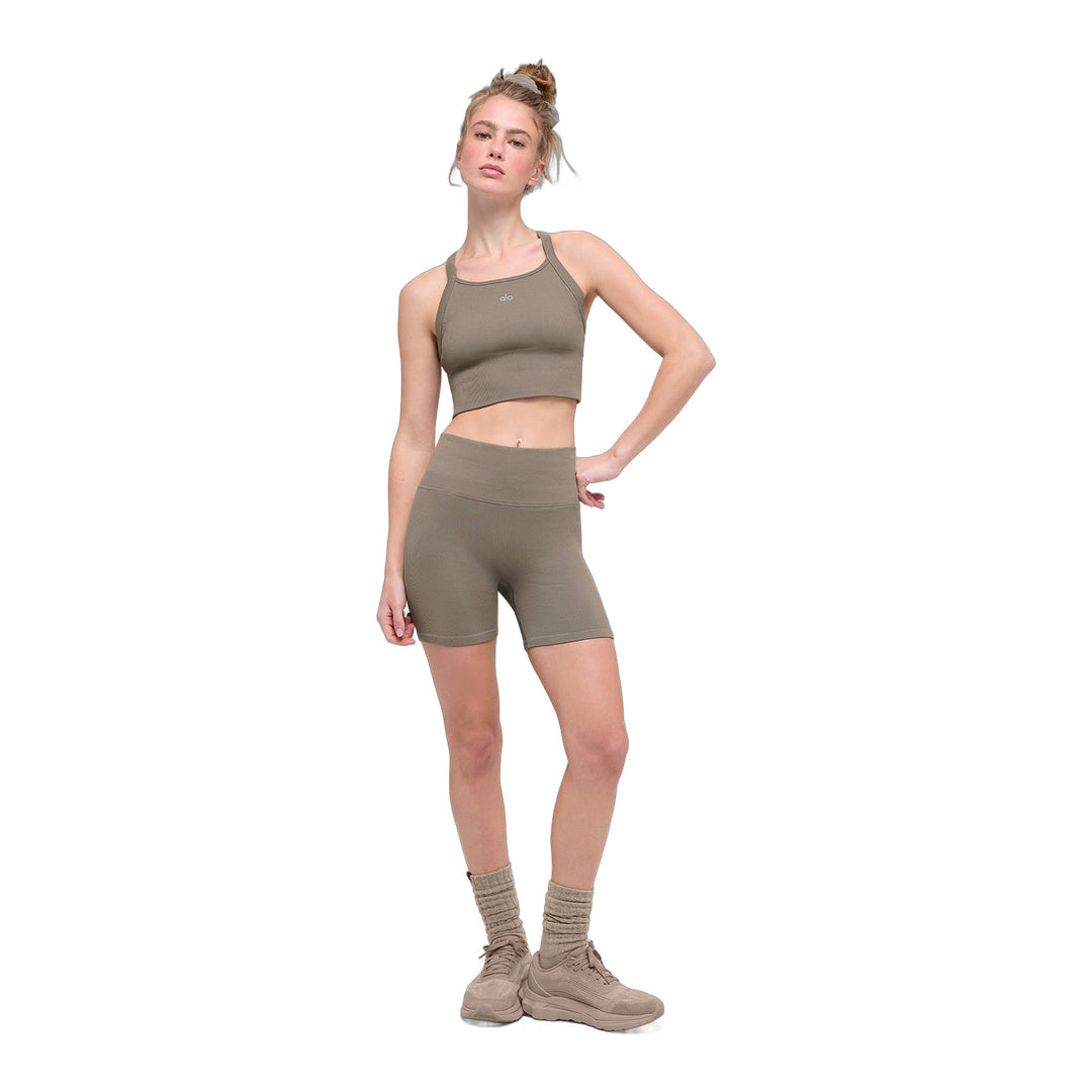 alo Seamless Ribbed Favorite Bra Tank - Light Cocoa