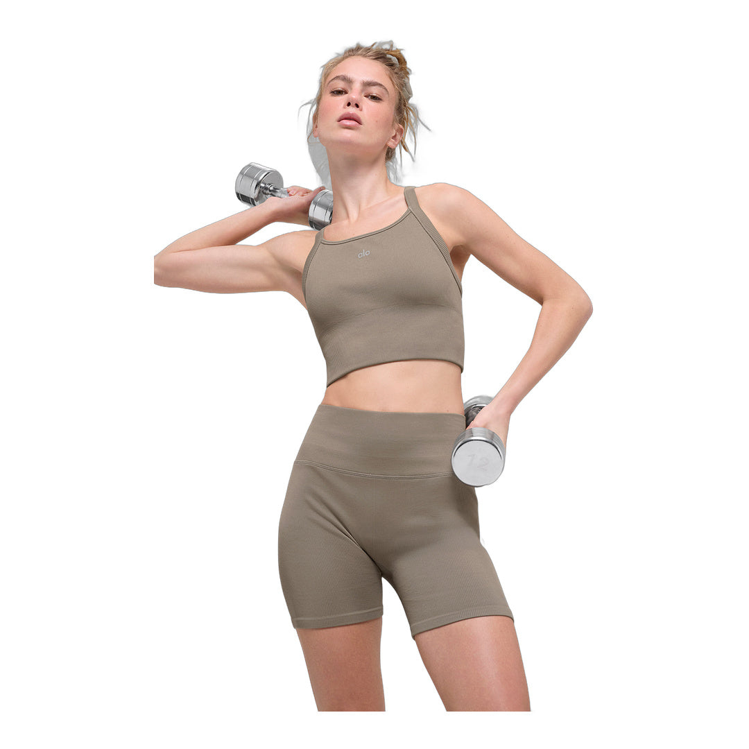 alo Seamless Ribbed Favorite Bra Tank - Light Cocoa