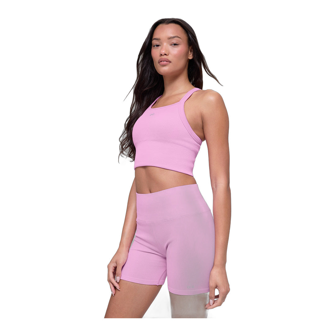 alo Seamless Ribbed Favorite Bra Tank - Candy Heart Pink