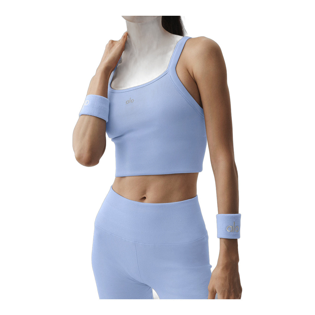 alo Seamless Ribbed Favorite Bra Tank - Light Provence Blue