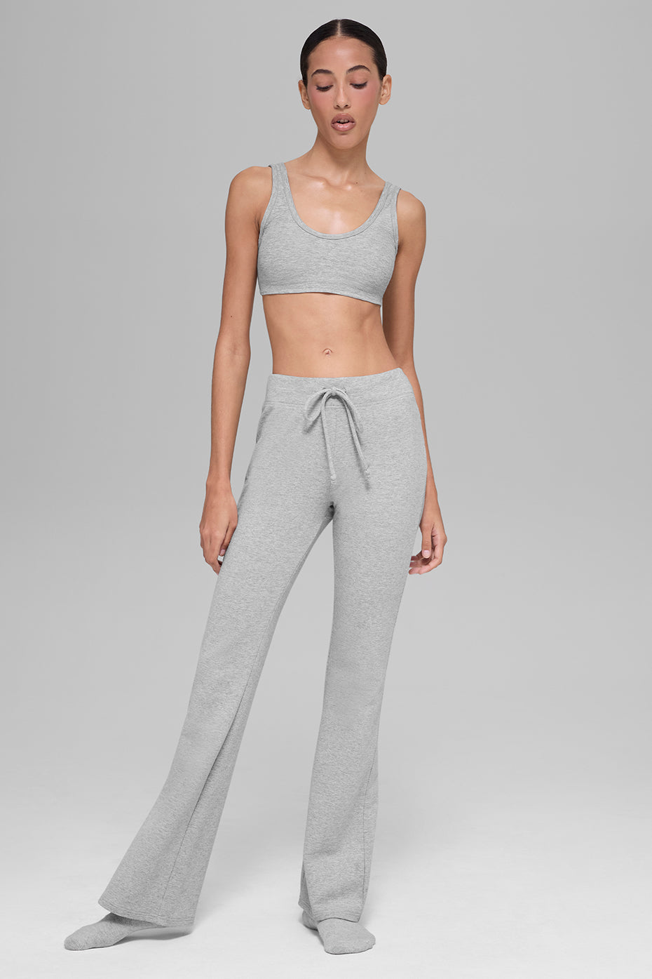 alo Alosoft Center Stage Bra - Athletic Heather Grey