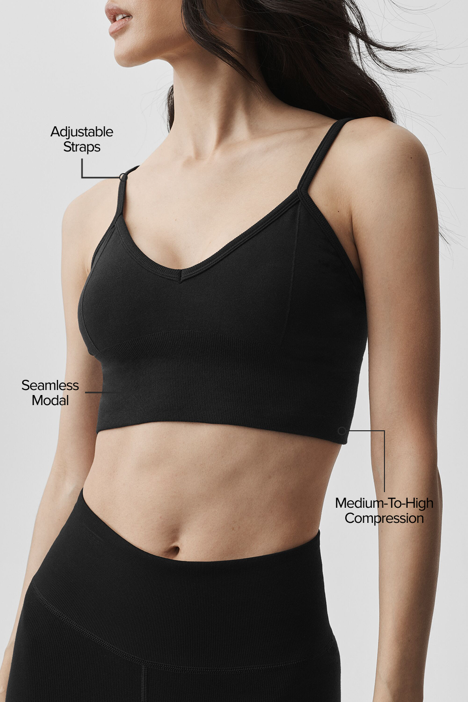 alo Seamless Modal Ribbed Delight Bralette - Black