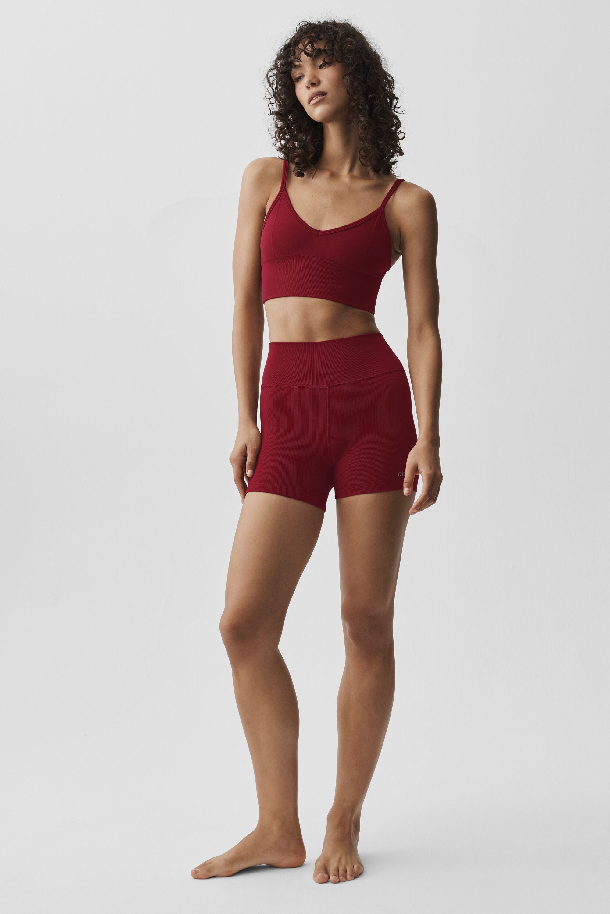 alo Seamless Modal Ribbed Delight Bralette - Summer Romance Red