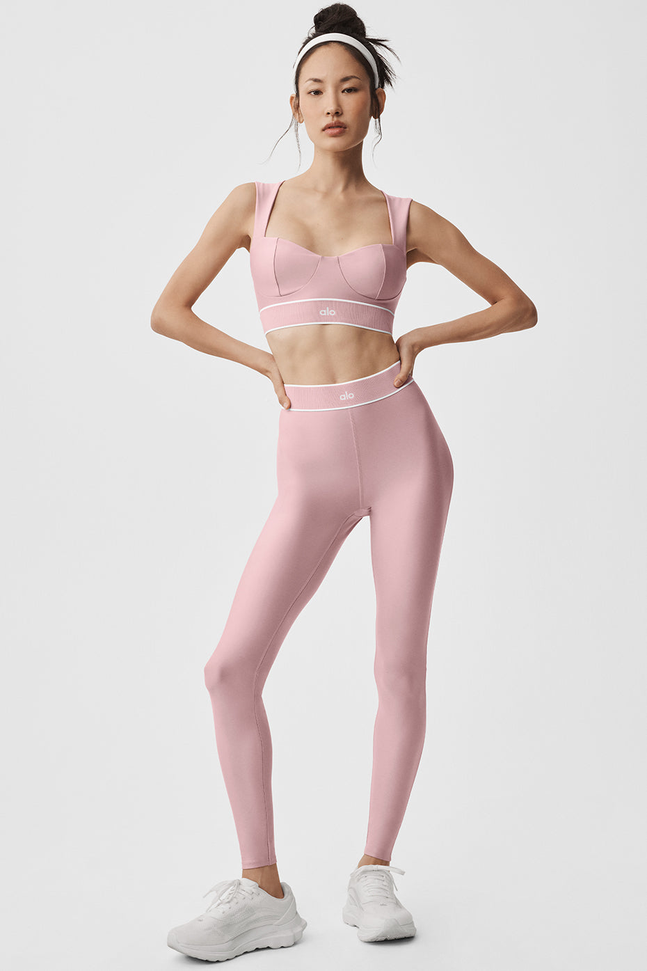 alo Airlift Alignment Bra - Vintage Pink/White