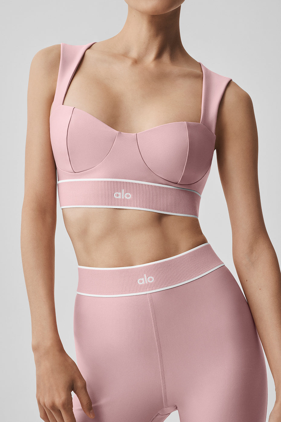 alo Airlift Alignment Bra - Vintage Pink/White
