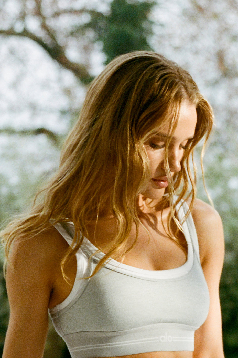 alo Alosoft Better Together Bra - Athletic Heather Grey/White