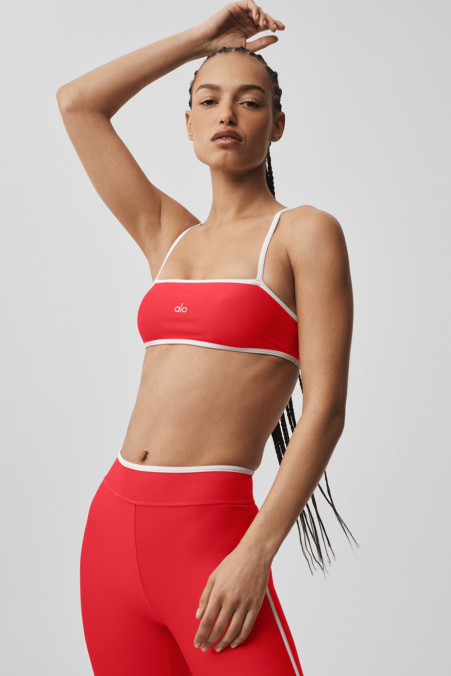alo Airlift Charger Bra - Bright Red/White