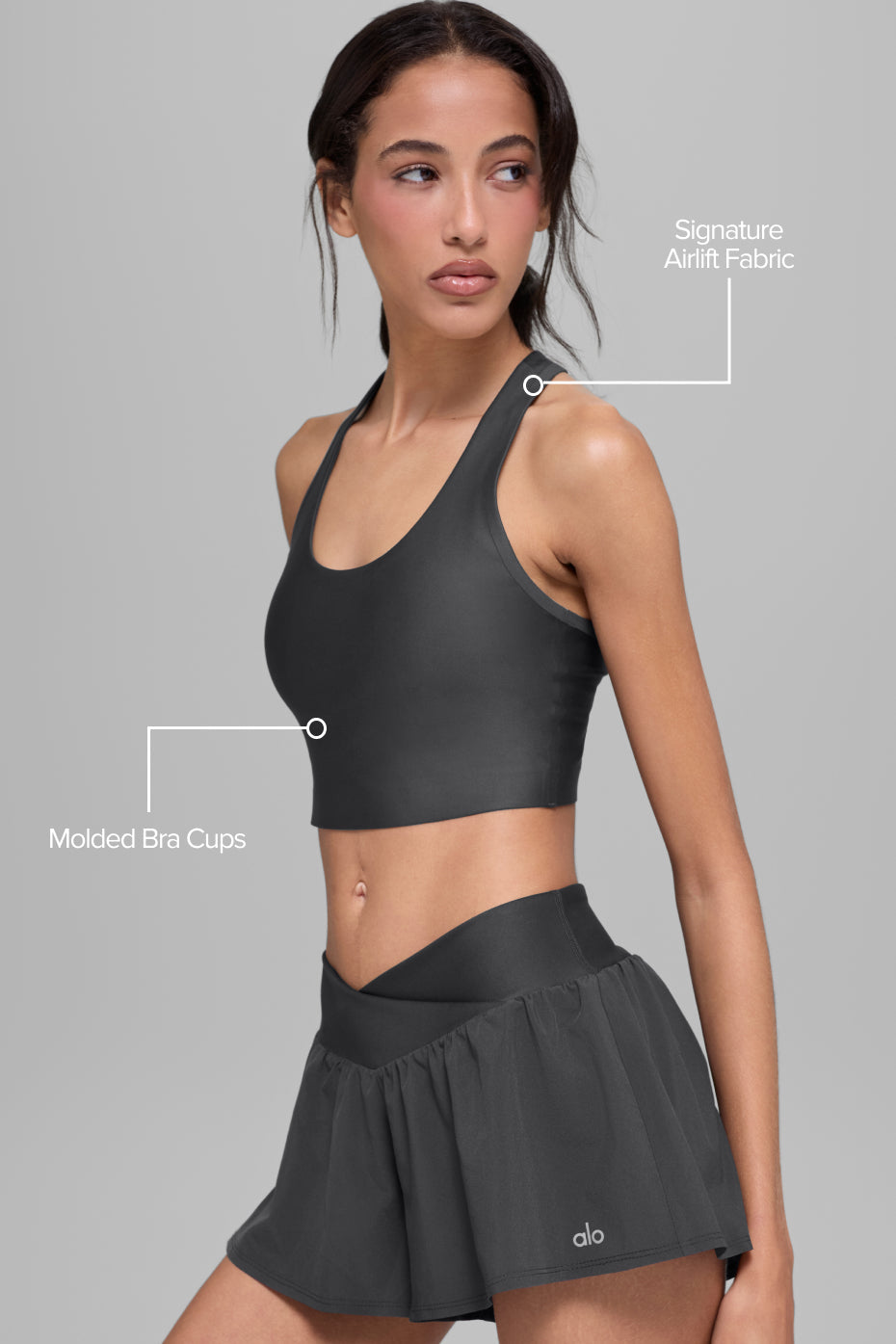 alo Airlift Super Sleek Bra Tank - Anthracite