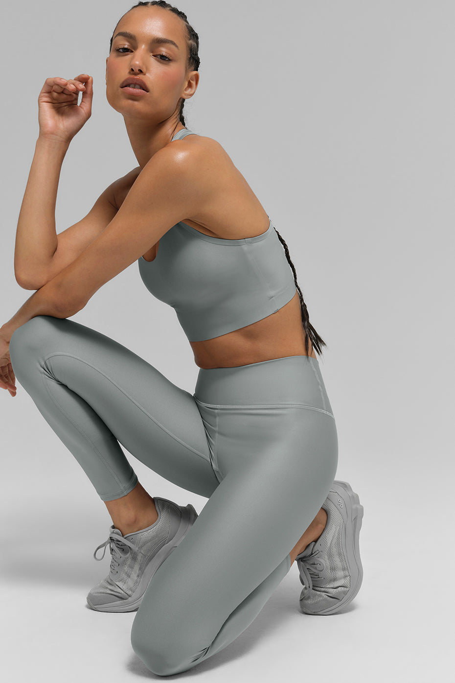 alo Airlift Super Sleek Bra Tank - Lunar Grey