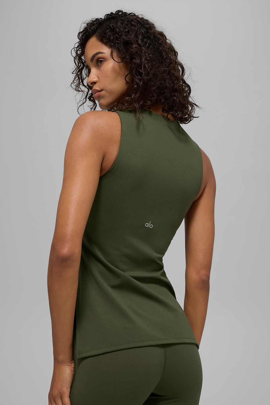 alo ALO Softsculpt Precision Full Length Bra Tank - Green Olive