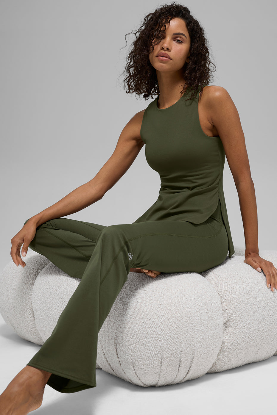 alo ALO Softsculpt Precision Full Length Bra Tank - Green Olive