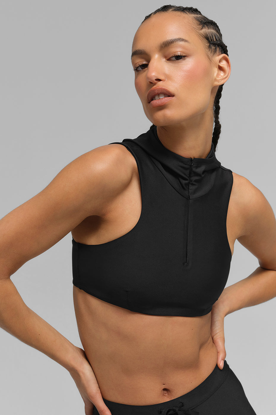 alo Airlift Light Speed Hooded Bra - Black