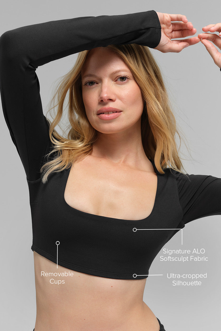 alo ALO Softsculpt Precision Long Sleeve Bra - Black