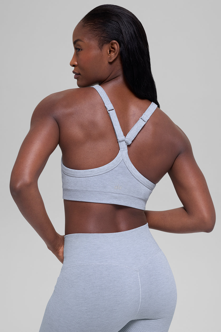 alo Seamless Two Tone Rib Bra - Winter Frost Heather