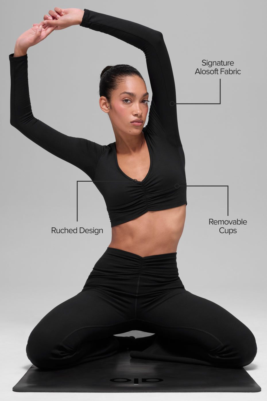 alo Alosoft Intuition Long Sleeve Bra - Black