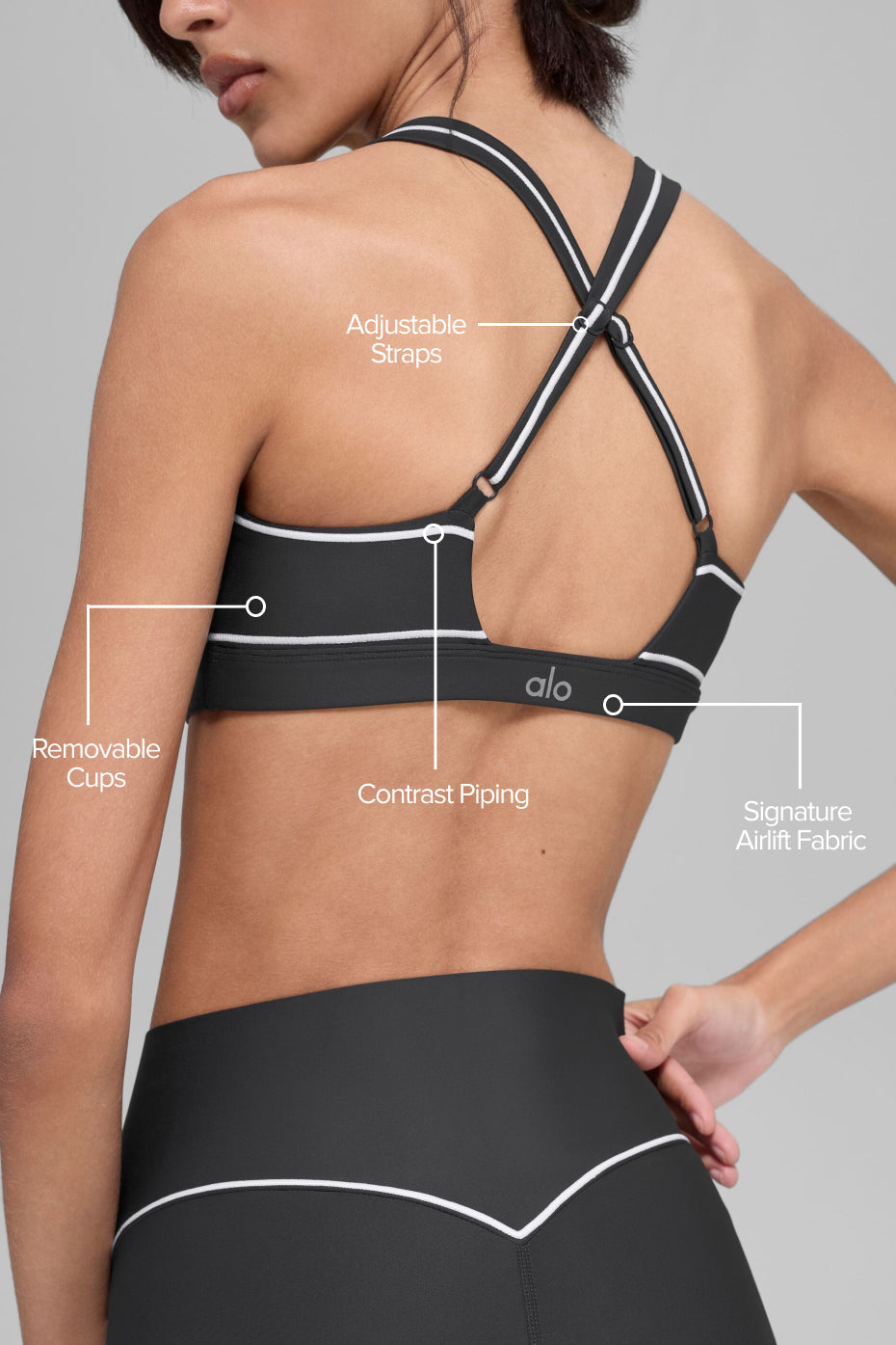 alo Airlift Haven Bra - Anthracite/White