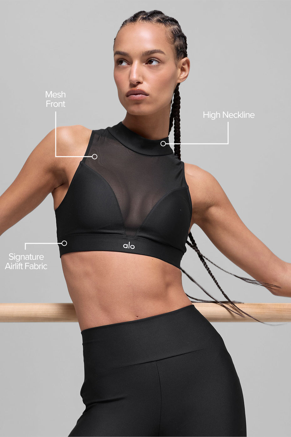 alo Airlift Mesh Infatuation Bra - Black