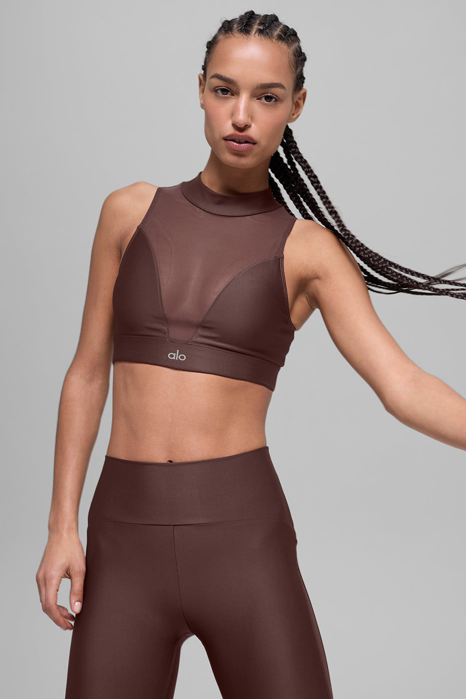 alo Airlift Mesh Infatuation Bra - Brownstone