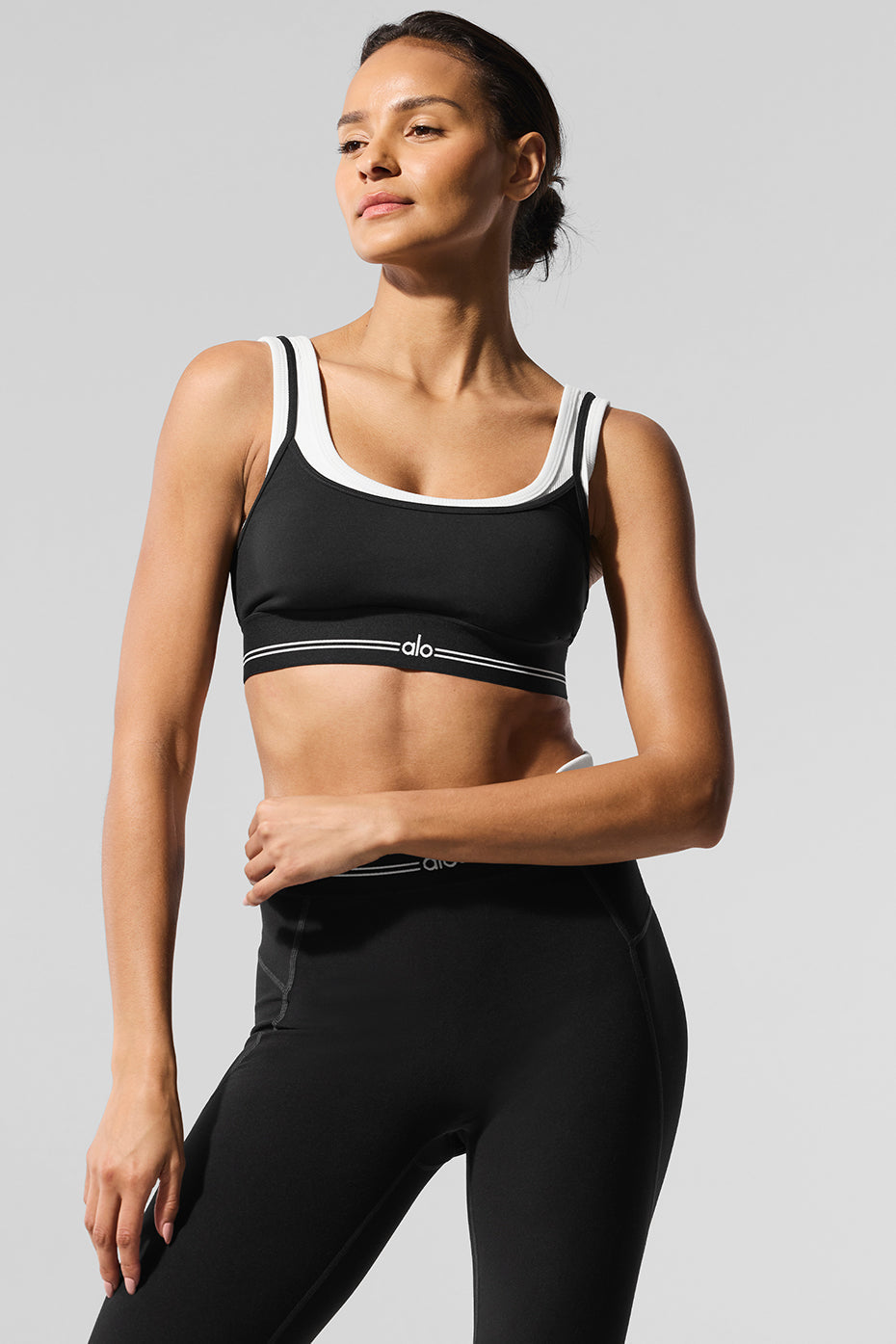 alo Airbrush Better Together Bra - Black/White