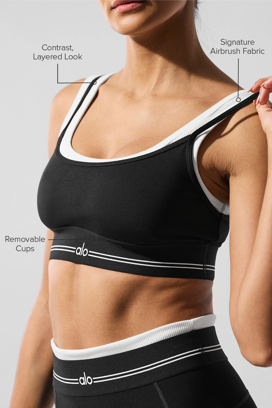 alo Airbrush Better Together Bra - Black/White
